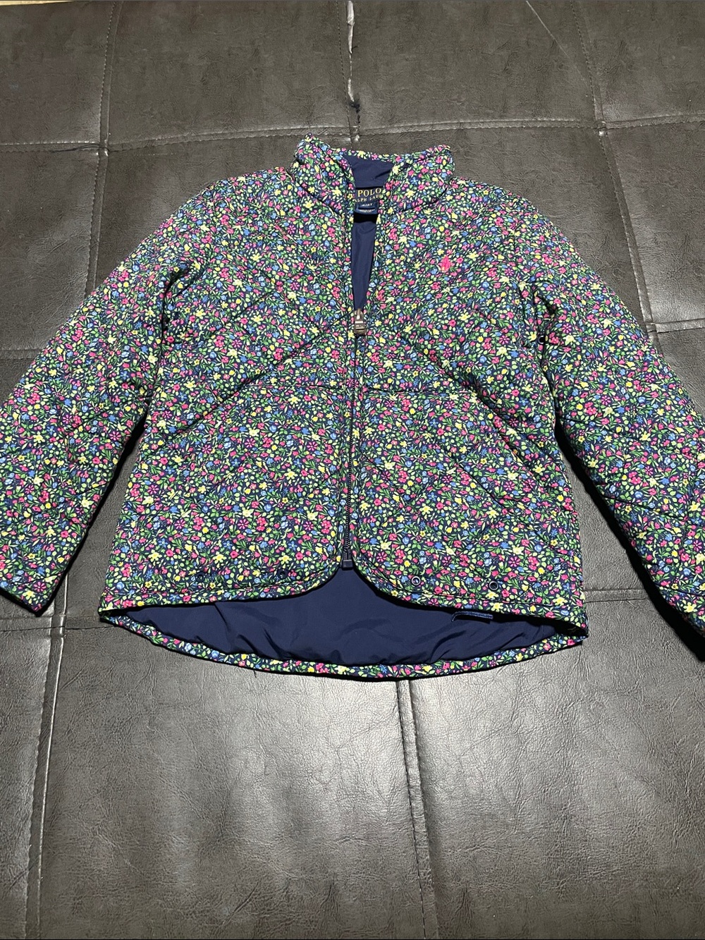 Polo by Ralph Lauren Navy Floral Quilted Puffer Jacket